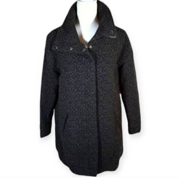 H&M CHARCOAL GRAY LEOPARD PRINT WOOL COAT SZ.6 EUC. - Picture 2 of 10